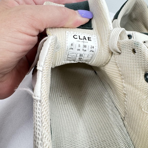 Vuori Clae Shoes Mens Size 6 White Green Low Top Sneakers Casual Mesh Leather - Picture 8 of 9